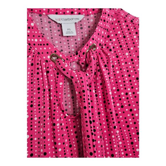 NEW Liz Claiborne Women's Keyhole Polka Dot Sleeveless Blouse in Pink (Size: PS) - Picture 2 of 4